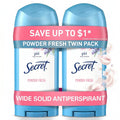 Secret Antiperspirant and Deodorant for Women. 24hr Sweat & Odor Protection. PH Balanced Protection. Gentle on Skin. Wide Solid. Powder Fresh Scent. 2.7 oz (Pack of 2)