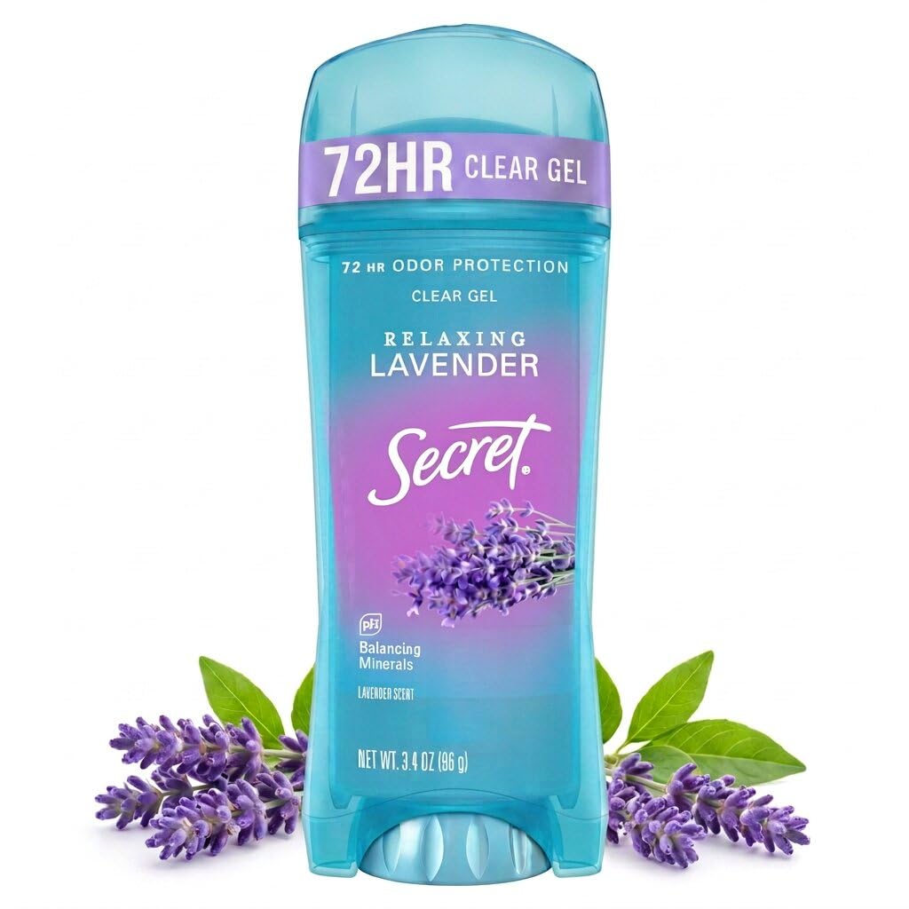 Secret Fresh Antiperspirant Deodorant for Women. 72hr Breathable Sweat & Odor Protection. Instant Freshness & Gentle. PH Balancing Minerals. Clear Gel. Relaxing Lavender Scent. 3.4 oz