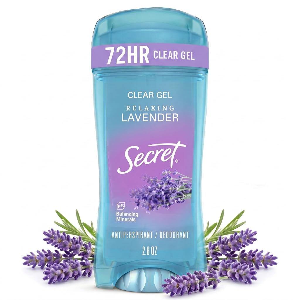 Secret Fresh Antiperspirant Deodorant for Women. 72hr Breathable Sweat & Odor Protection. Instant Freshness & Gentle. PH Balancing Minerals. Clear Gel. Relaxing Lavender Scent. 2.6 oz