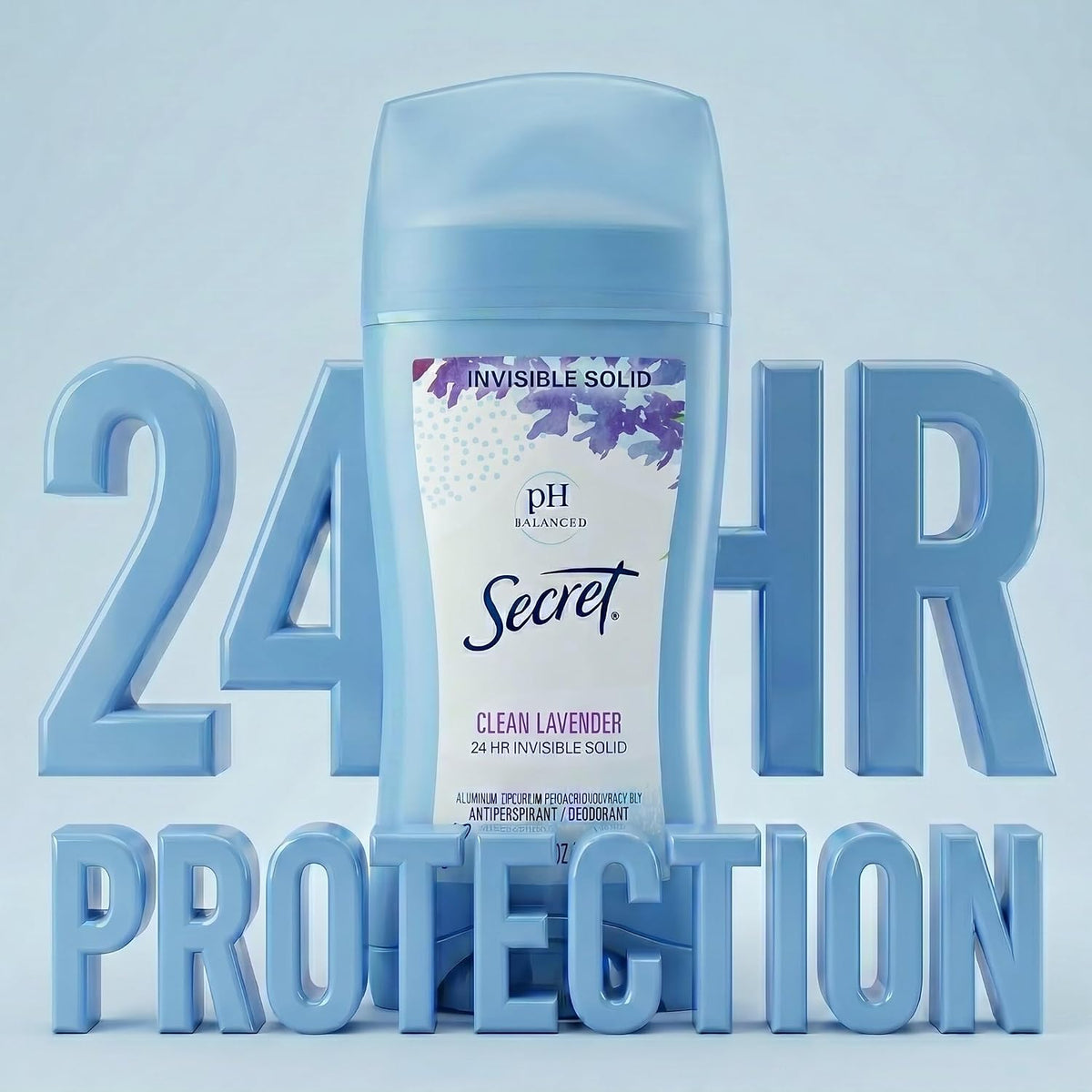 Secret Antiperspirant and Deodorant for Women. 24hr Sweat & Odor Protection. PH Balanced Protection. Gentle on Skin. Invisible Solid. Clean Lavender Scent. 2.6 oz (Pack of 2)