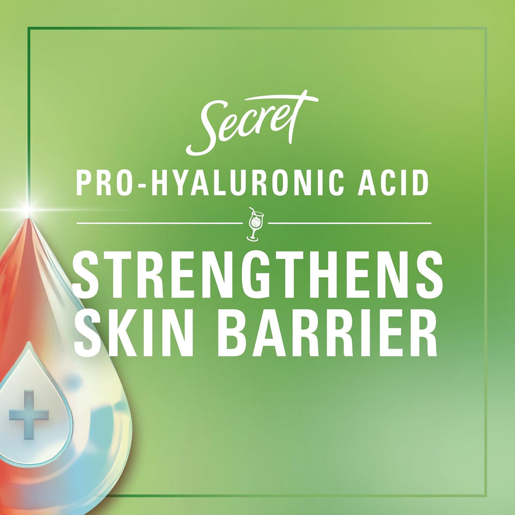 Secret Fresh Antiperspirant Deodorant for Women. Lime It Up Scent. 2.6oz | 72HR Freshness on the Rocks with Pro-Hyaluronic Acid. Miami Mocktails Limited Edition Invisible Solid. pH Balancing Minerals