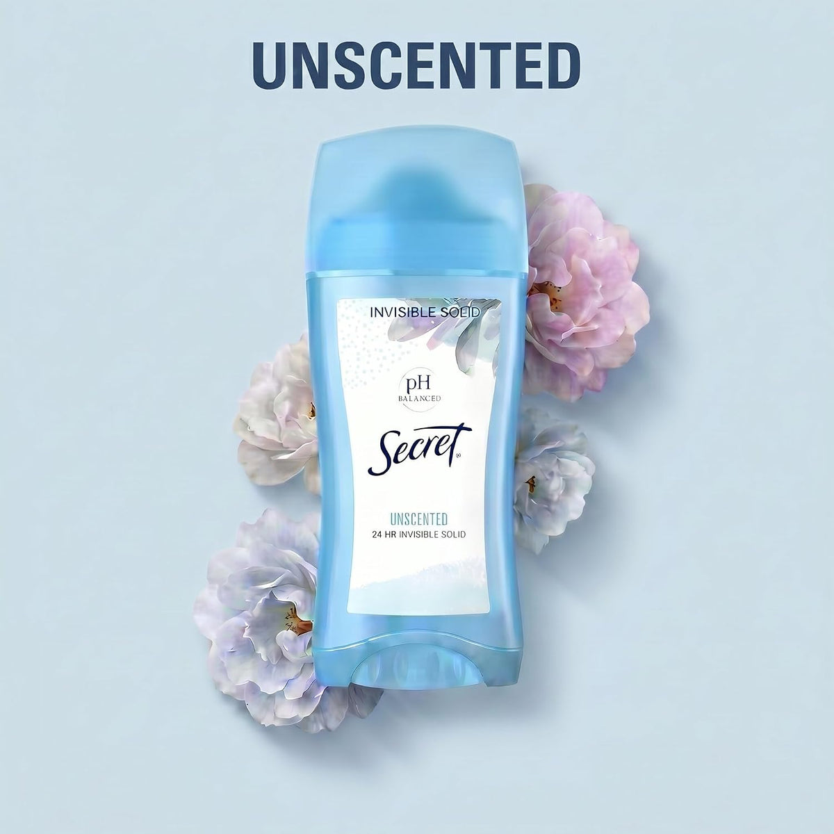 Secret Original Unscented Women's Invisible Solid pH Balanced Antiperspirant and Deodorant. 2.6 Ounce