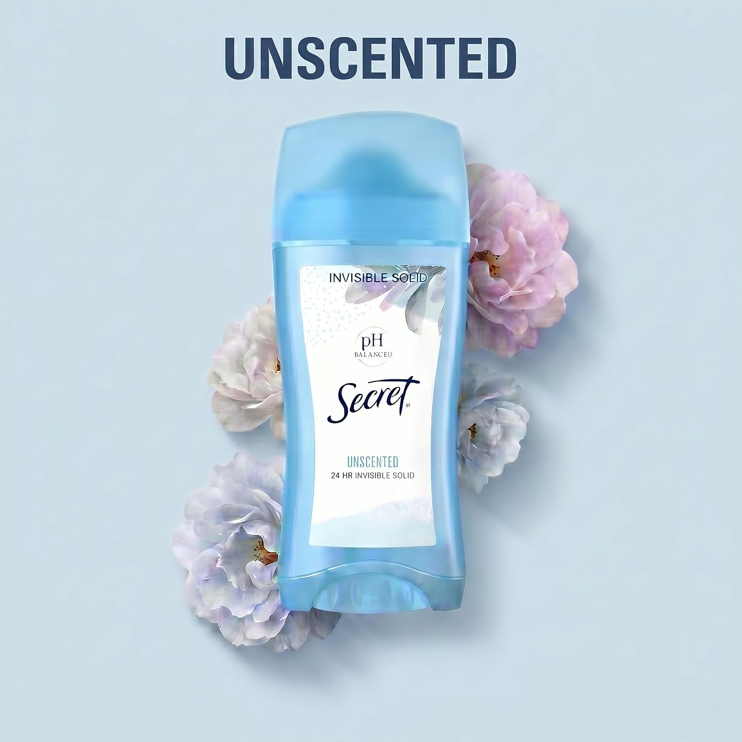 Secret Original Unscented Women's Invisible Solid pH Balanced Antiperspirant and Deodorant. 2.6 Ounce