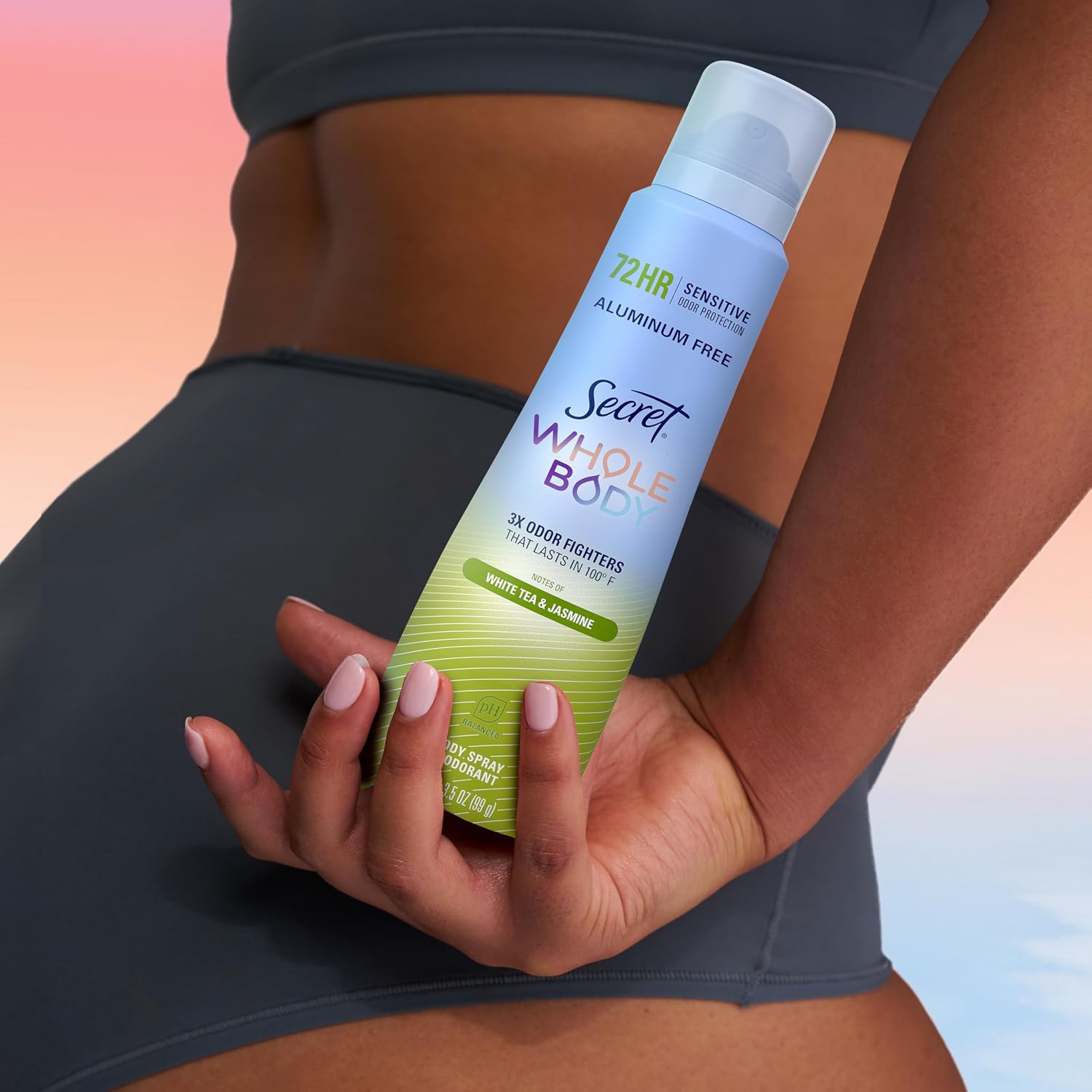 Secret Whole Body Deodorant for Women. Spray White Tea & Jasmine Scent. Aluminum Free Deodorant Spray. 72 HR Odor Protection. 3.5 oz