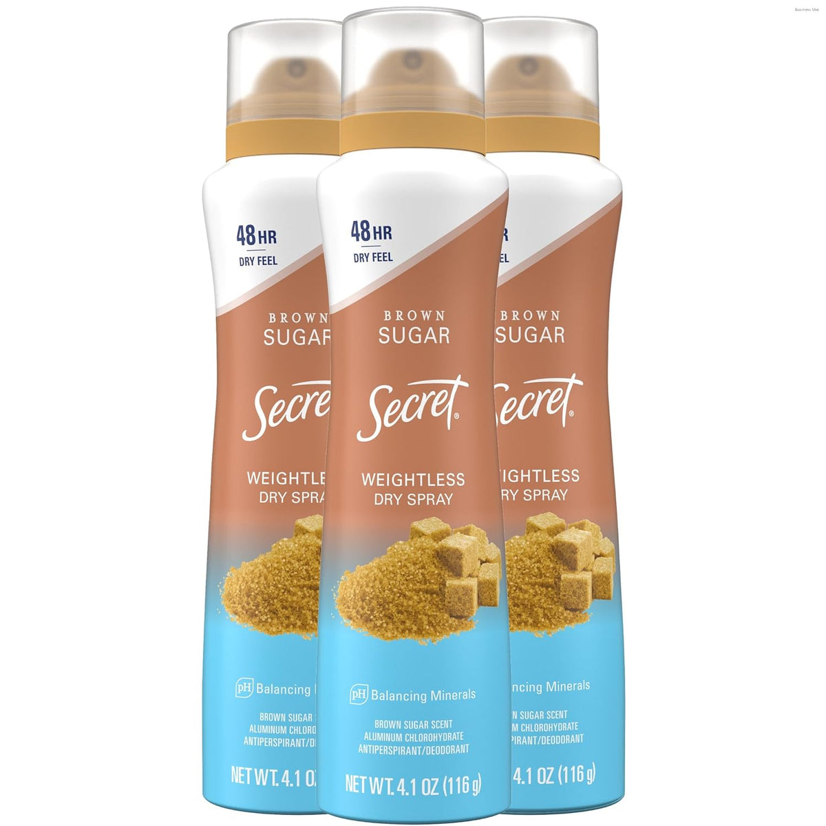 Secret Dry Spray Antiperspirant Deodorant for Women. 48hr Weightless Sweat & Odor Protection. Gentle on Skin. Waterlily & Argan Oil Scent. 4.1 oz (Pack of 3)