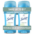 Secret Antiperspirant and Deodorant for Women. 24hr Sweat & Odor Protection. PH Balanced Protection. Gentle on Skin. Invisible Solid. Shower Fresh Scent. 2.6 oz (Pack of 2)
