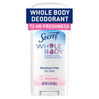 Secret Whole Body Deodorant Stick for Women. Rosewater Scent. Aluminum Free Deodorant Stick. 72 HR Odor Protection. 2.4 oz