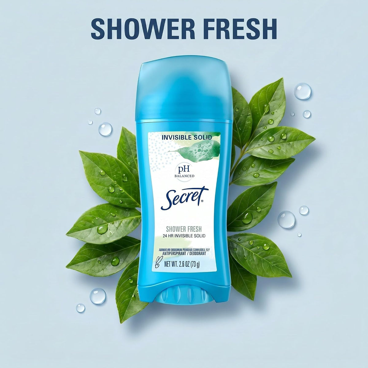 Secret Antiperspirant and Deodorant for Women. 24hr Sweat & Odor Protection. PH Balanced Protection. Gentle on Skin. Invisible Solid. Shower Fresh Scent. 2.6 oz (Pack of 2)