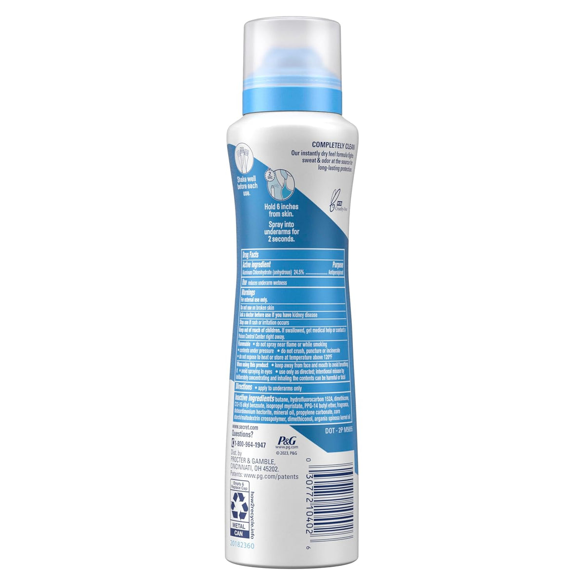Secret Outlast Dry Spray Antiperspirant Deodorant for Women. 72hr Sweat & Odor Protection. PH Balancing Minerals. Completely Clean Scent. 4.1 oz