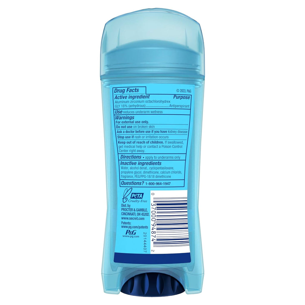 Secret Outlast Antiperspirant Deodorant for Women. Clear Gel. 72hr Sweat and Odor Protection. PH Balancing Minerals. Long Lasting Underarm Gel. Protecting Powder Scent. 3.4 oz