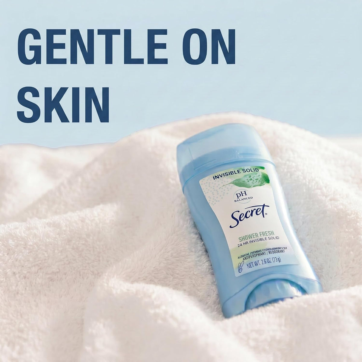 Secret Antiperspirant and Deodorant for Women. 24hr Sweat & Odor Protection. PH Balanced Protection. Gentle on Skin. Invisible Solid. Shower Fresh Scent. 2.6 oz (Pack of 2)