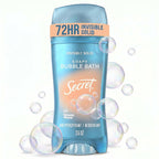 Secret Fresh Antiperspirant Deodorant for Women. 72hr Breathable Sweat & Odor Protection. Instant Freshness & Gentle. PH Balancing Minerals. Invisible Solid. Soapy Bubble Bath Scent. 2.6 oz