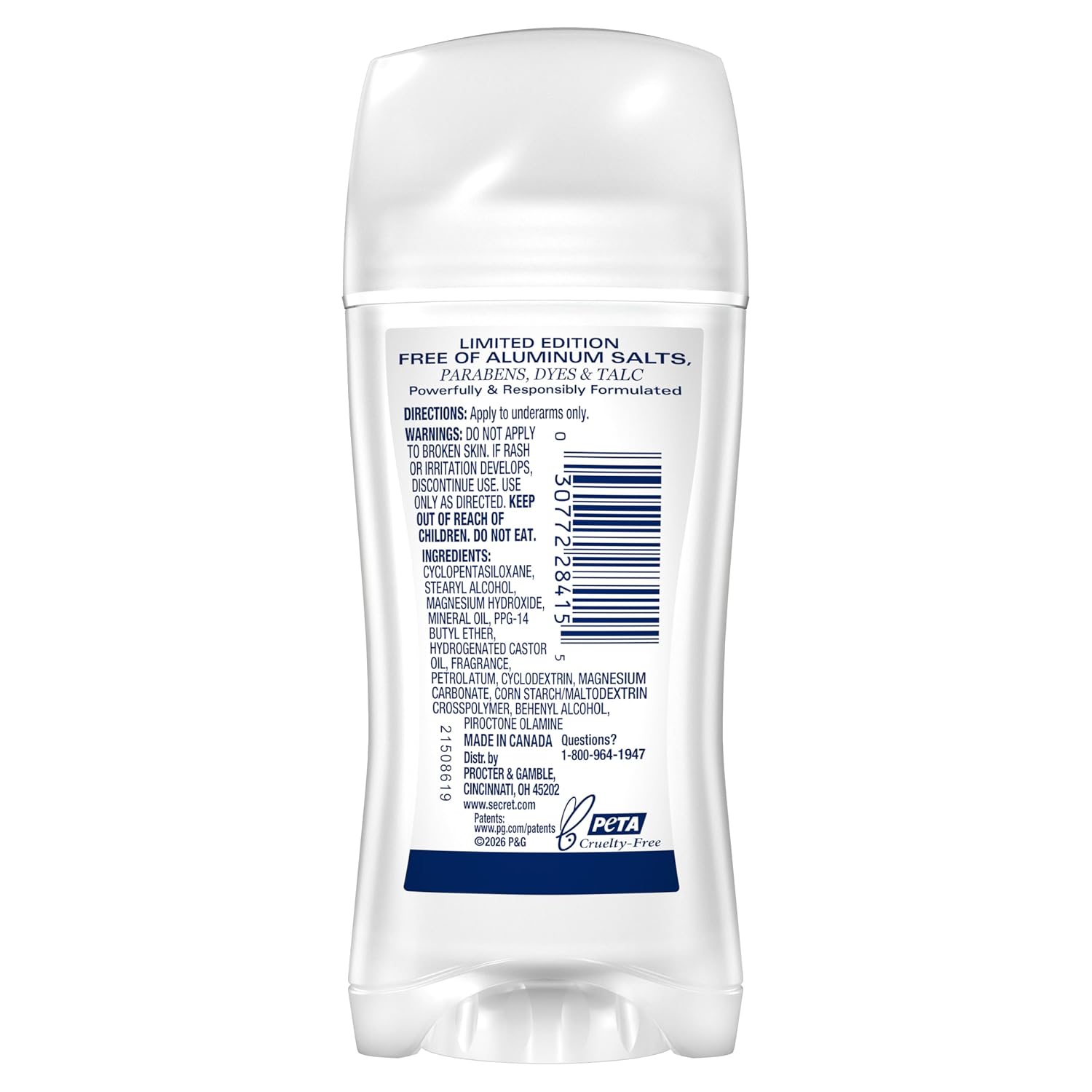Secret Aluminum Free Deodorant for Women. 72hr Magnesium Odor Protection with Pro-Hyaluronic Acid. PH Balancing Minerals. Holiday Dry Solid. Pistachio Bliss Scent. 2.4 oz