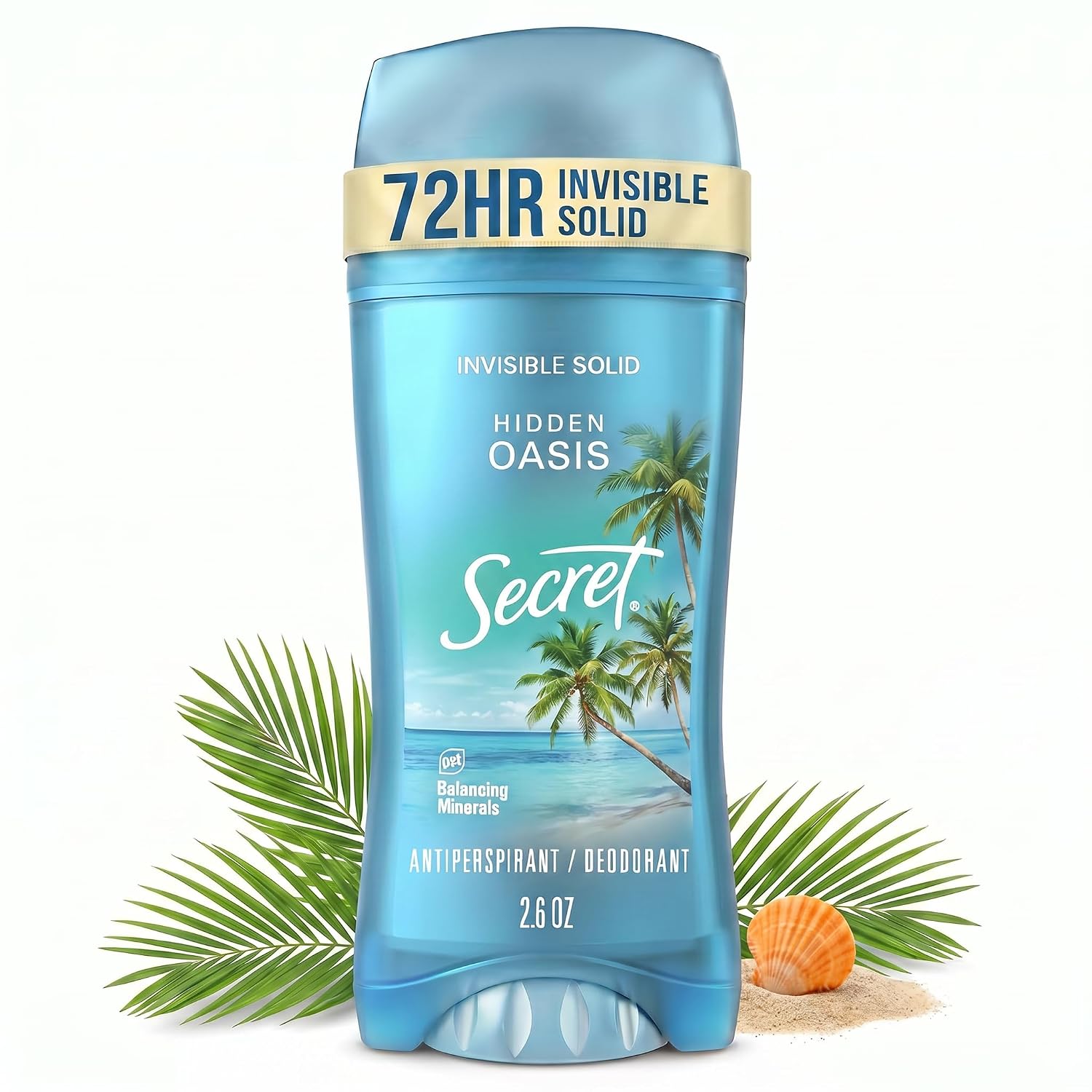 Secret Fresh Antiperspirant Deodorant for Women. 72hr Breathable Sweat & Odor Protection. Instant Freshness & Gentle. PH Balancing Minerals. Invisible Solid. Hidden Oasis Scent. 2.6 oz
