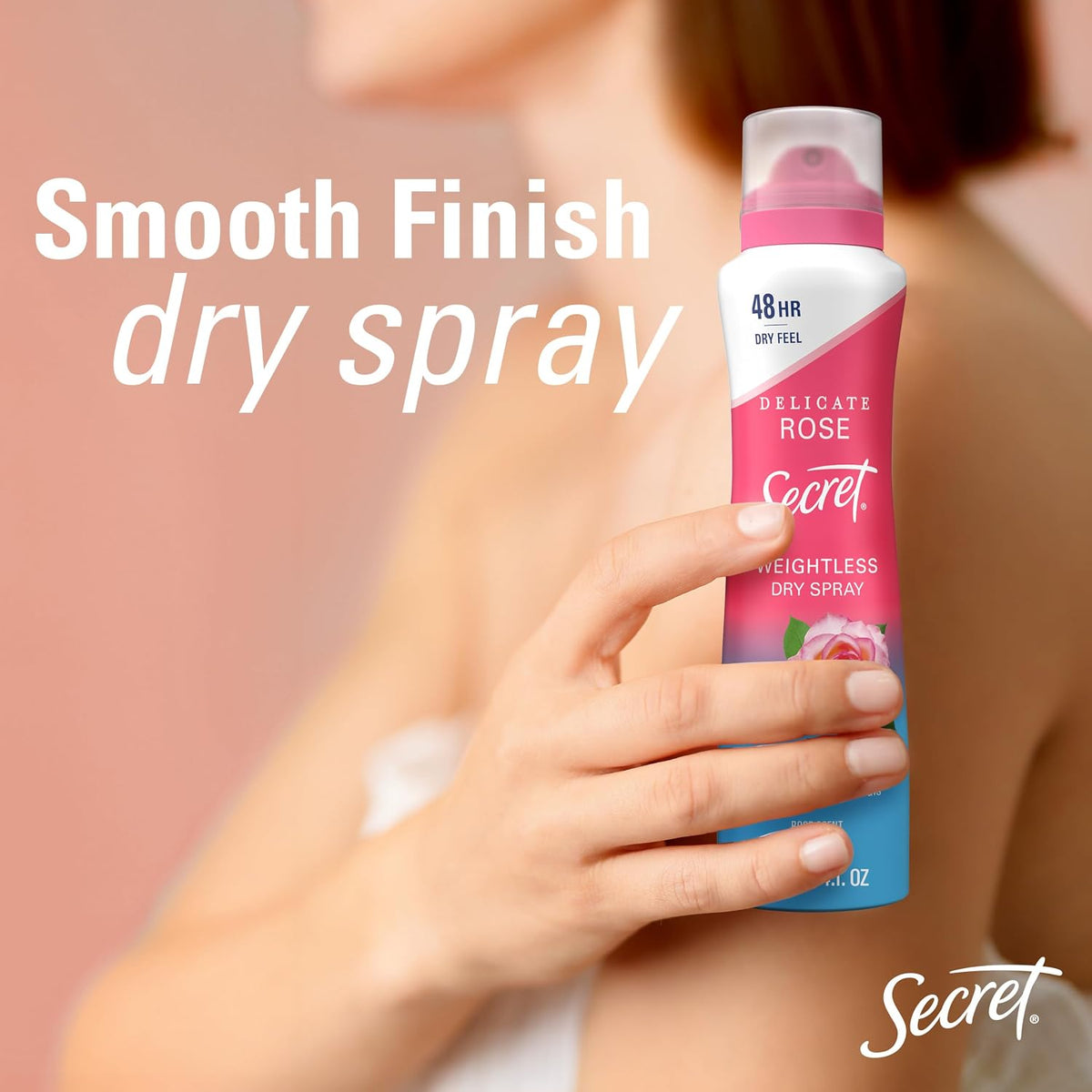 Secret Dry Spray Antiperspirant Deodorant for Women. 48hr Weightless Sweat & Odor Protection. Gentle on Skin. White Peach Scent. 4.1 oz (Pack of 3)