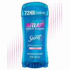 Secret Outlast Antiperspirant Deodorant for Women. Clear Gel. 72hr Sweat and Odor Protection. PH Balancing Minerals. Long Lasting Underarm Deodorant Gel. Protecting Powder Scent. 2.6 oz
