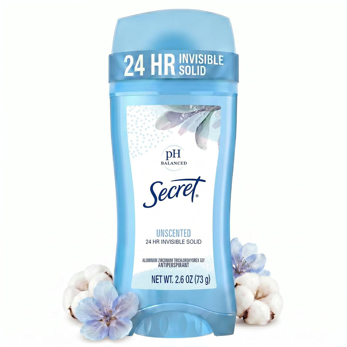 Secret Original Unscented Women's Invisible Solid pH Balanced Antiperspirant and Deodorant. 2.6 Ounce