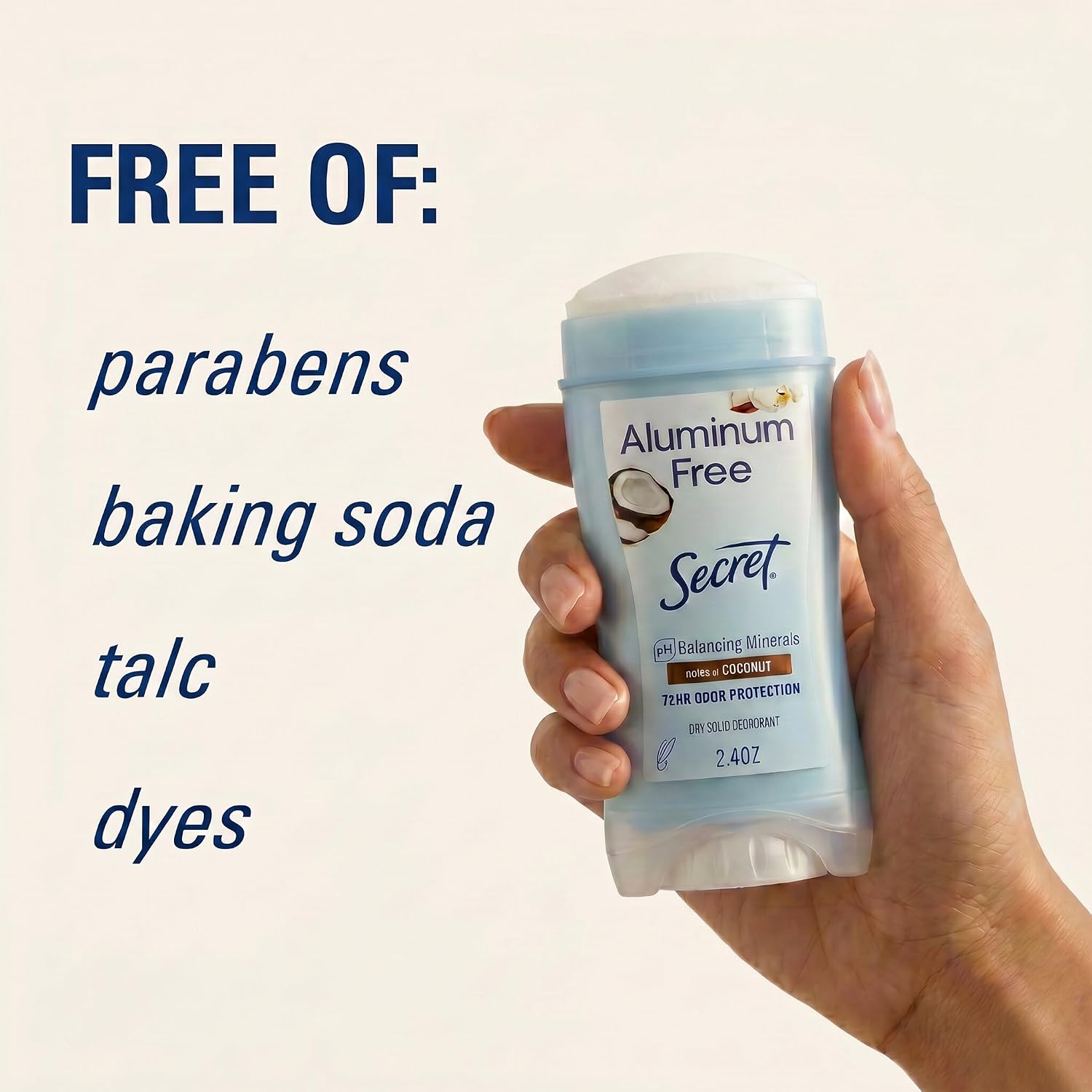Secret Aluminum Free Deodorant for Women. Coconut. 2.4 oz