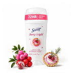 Secret Fresh Antiperspirant Deodorant for Women. Berry Bright Scent. 2.6oz | 72 Hour Holiday Sweat & Odor Protection with Pro-Hyaluronic Acid. Limited Edition Invisible Solid. pH Balancing Minerals