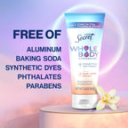 Secret Whole Body Deodorant Cream for Women. Peach & Vanilla Blossom Scent. Aluminum Free Deodorant. 72 HR Odor Protection. 3.0 oz