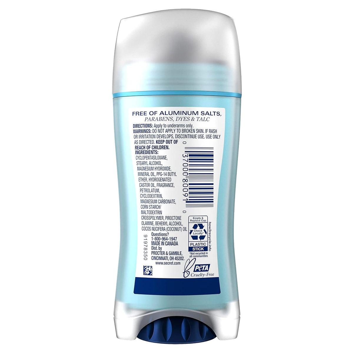 Secret Aluminum Free Deodorant for Women. Coconut. 2.4 oz