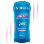 Secret Outlast Antiperspirant Deodorant for Women. 72hr Sweat & Odor Protection. PH Balancing Minerals. Clear Gel. Clean Lavender Scent. 2.6 oz