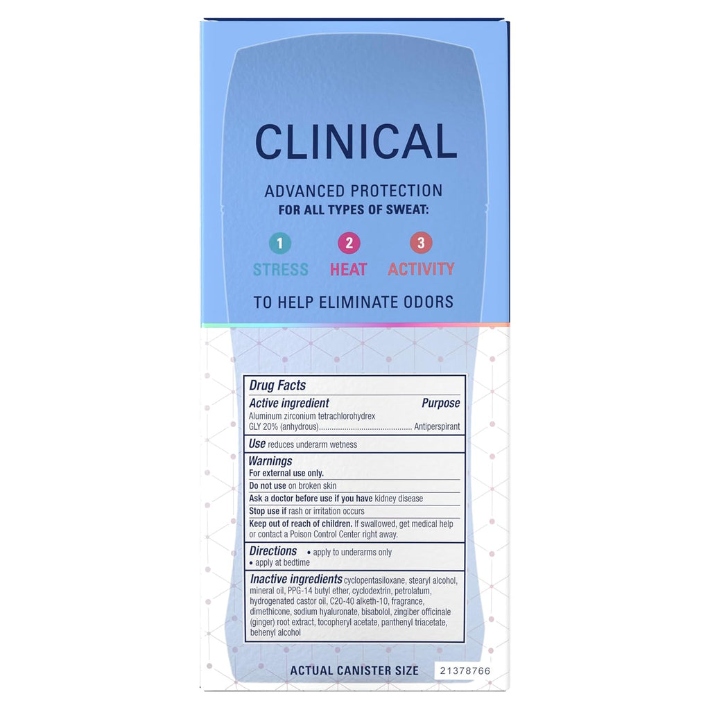 Secret Clinical Strength 100HR Sweat & Odor. Completely Clean Invisible Solid Antiperspirant Deodorant for Women. 3X Stress Protection with Hyaluronic Acid. Completely Clean Scent. 2.6 oz (Pack of 2)