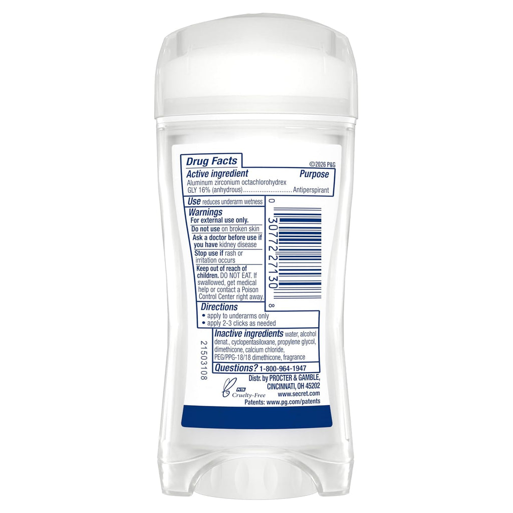 Secret Fresh Antiperspirant Deodorant for Women. 72hr Holiday Sweat & Odor Protection with Pro-Hyaluronic Acid. Clear Gel. PH Balancing Minerals. Berry Bright Scent. 2.6 oz