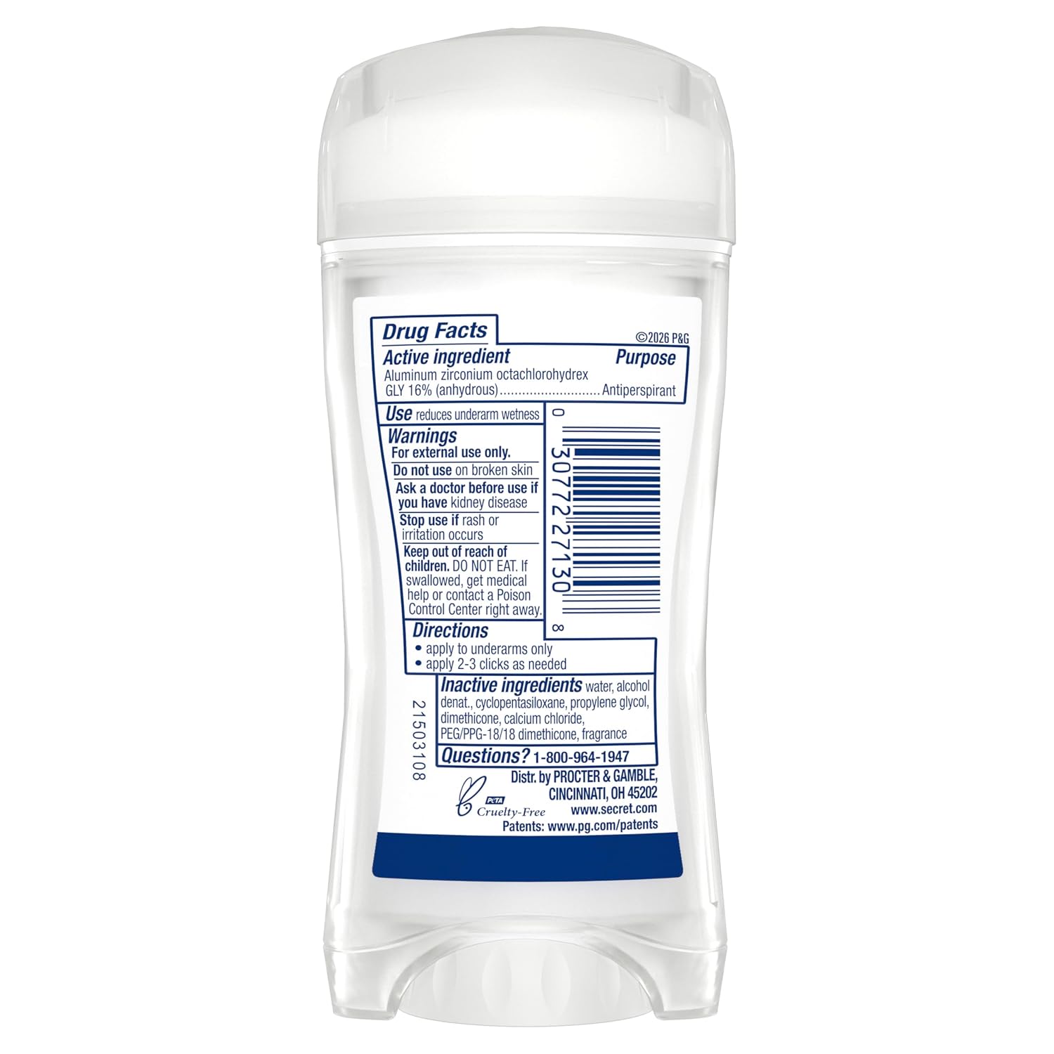 Secret Fresh Antiperspirant Deodorant for Women. 72hr Holiday Sweat & Odor Protection with Pro-Hyaluronic Acid. Clear Gel. PH Balancing Minerals. Berry Bright Scent. 2.6 oz