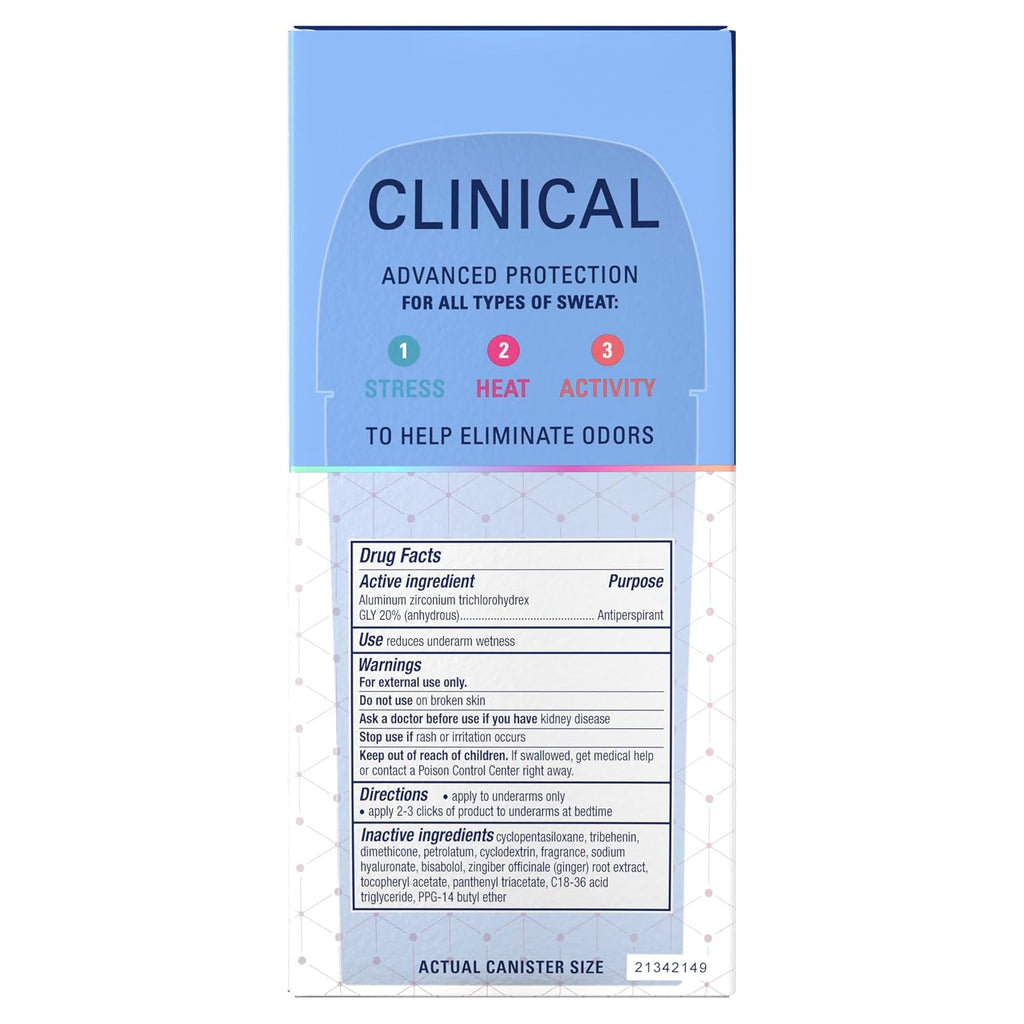 Secret Clinical Strength 100HR Sweat & Odor. Soft Solid Antiperspirant Deodorant for Women. 3X Stress Protection with Hyaluronic Acid. PH Balancing Minerals. Light & Fresh Scent. 2.6 oz