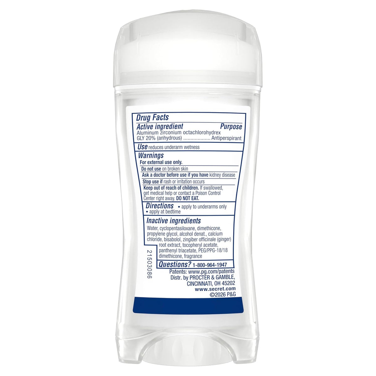 Secret Clinical Strength 100HR Sweat & Odor. Clear Gel Antiperspirant Deodorant for Women. 3X Stress Protection with Hyaluronic Acid. PH Balancing Minerals. Merry Berry Scent. 2.6 oz
