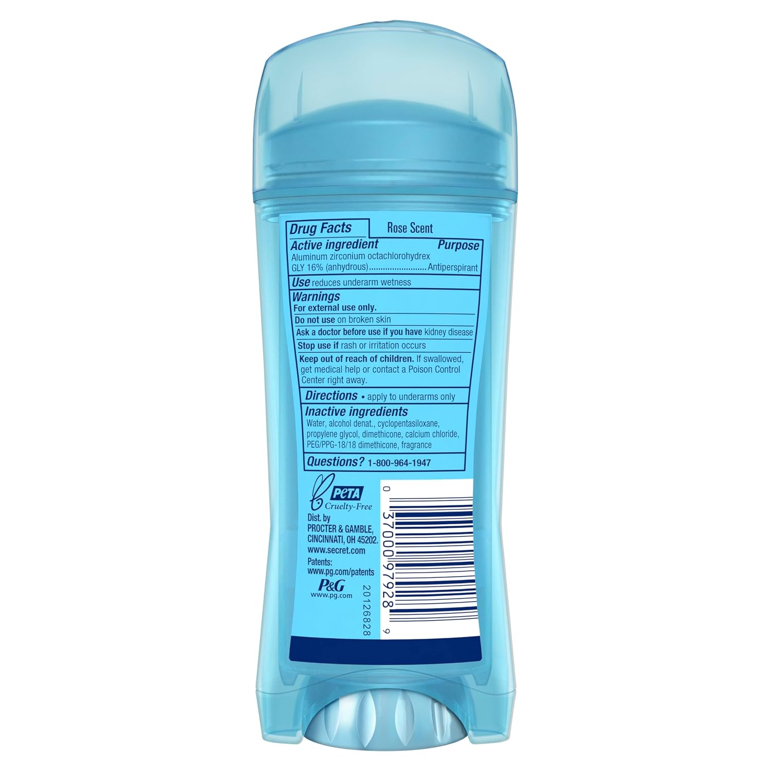 Secret Fresh Antiperspirant Deodorant for Women. 72hr Breathable Sweat & Odor Protection. Instant Freshness & Gentle. PH Balancing Minerals. Clear Gel. Delicate Rose Scent. 2.6 oz