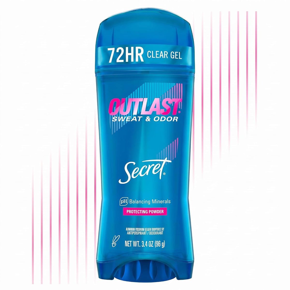 Secret Outlast Antiperspirant Deodorant for Women. Clear Gel. 72hr Sweat and Odor Protection. PH Balancing Minerals. Long Lasting Underarm Gel. Protecting Powder Scent. 3.4 oz