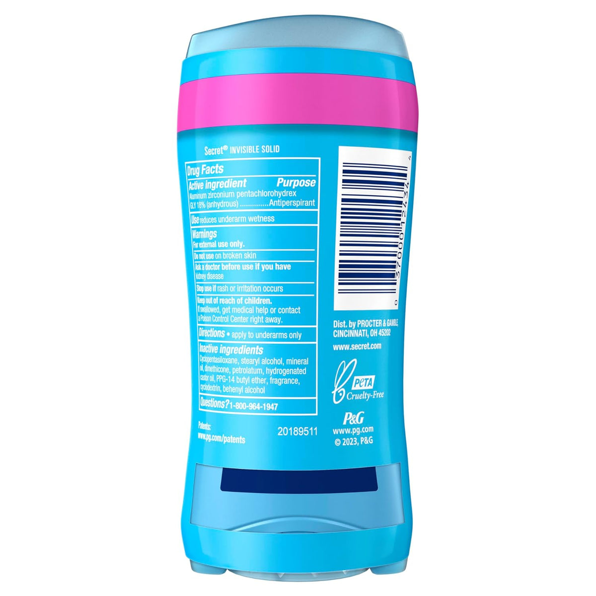 Secret Antiperspirant and Deodorant for Women. 24hr Sweat & Odor Protection. PH Balanced Protection. Gentle on Skin. Invisible Solid. Spring Breeze Scent. 2.6 oz (Pack of 2)
