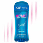 Secret Outlast Antiperspirant Deodorant for Women. Clear Gel Antiperspirant. Long Lasting Sweat and Odor Protection. PH Balancing Minerals. Gentle Underarm Care. Completely Clean Scent. 3.4 oz