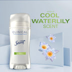 Secret Clinical Strength Antiperspirant Deodorant for Women. 3X Stress Protection. 72hr Sweat & Odor Protection. PH Balancing Minerals. Invisible Solid. Cool Waterlily Scent. 2.6 oz