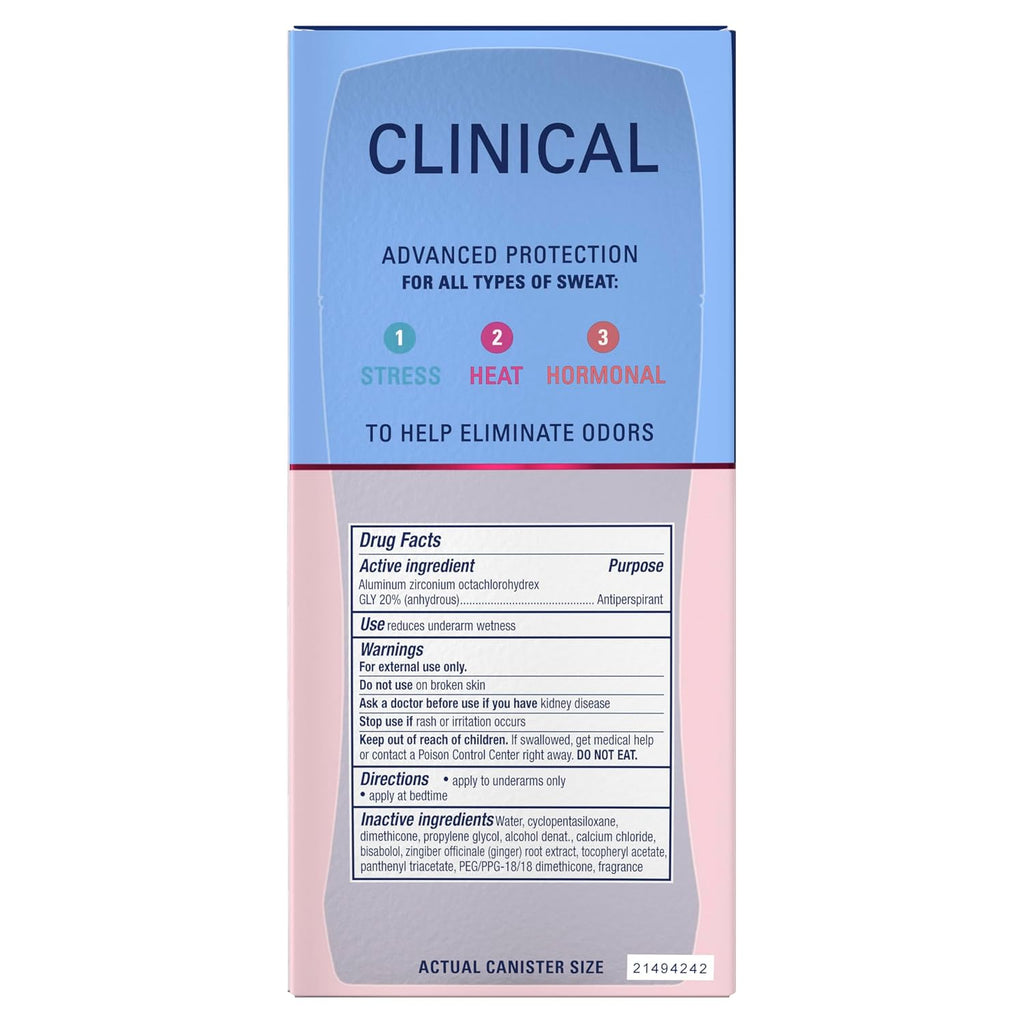Secret Clinical Strength 100HR Sweat & Odor. Clear Gel Antiperspirant Deodorant for Women. 3X Stress Protection with Hyaluronic Acid. PH Balancing Minerals. Merry Berry Scent. 2.6 oz