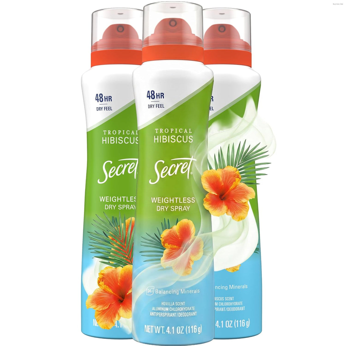 Secret Dry Spray Antiperspirant Deodorant for Women. 48hr Weightless Sweat & Odor Protection. Gentle on Skin. Cozy Vanilla Scent. 4.1 oz (Pack of 3)