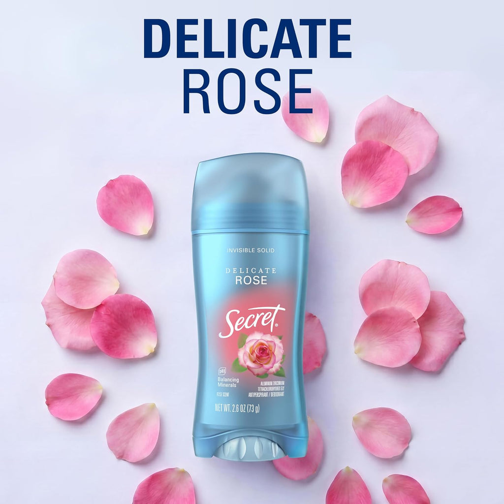 Secret Invisible Solid Antiperspirant and Deodorant. Rose Scent. 2.6 oz