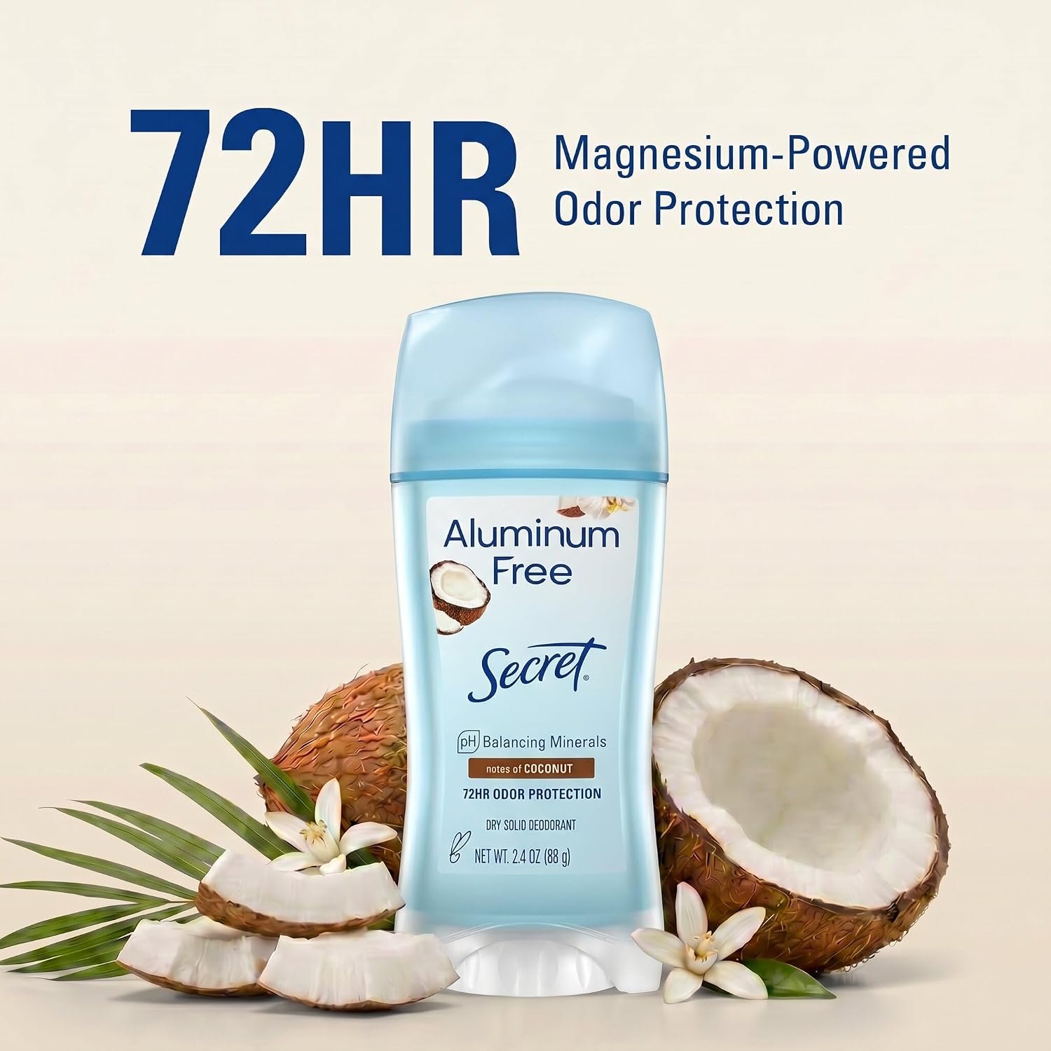 Secret Aluminum Free Deodorant for Women. Coconut. 2.4 oz