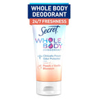 Secret Whole Body Deodorant Cream for Women. Peach & Vanilla Blossom Scent. Aluminum Free Deodorant. 72 HR Odor Protection. 3.0 oz