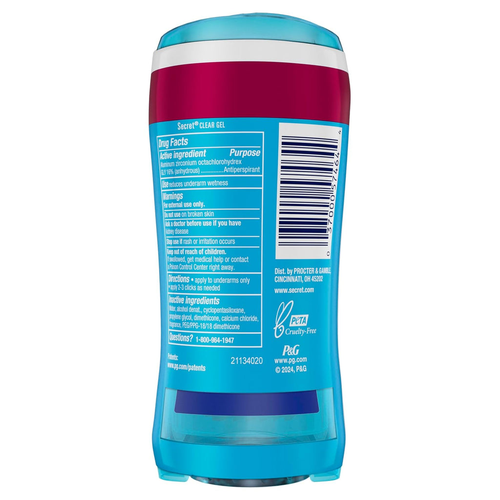 Secret Fresh Antiperspirant Deodorant for Women. 72hr Breathable Sweat & Odor Protection. Instant Freshness & Gentle. PH Balancing Minerals. Clear Gel. Refreshing Berry Scent. 2.6 oz (Pack of 2)