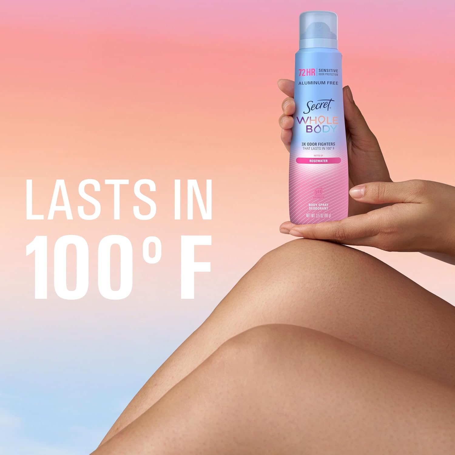 Secret Whole Body Deodorant for Women. Rosewater Scent. Aluminum Free Deodorant Spray. 72 HR Odor Protection. 3.5 oz