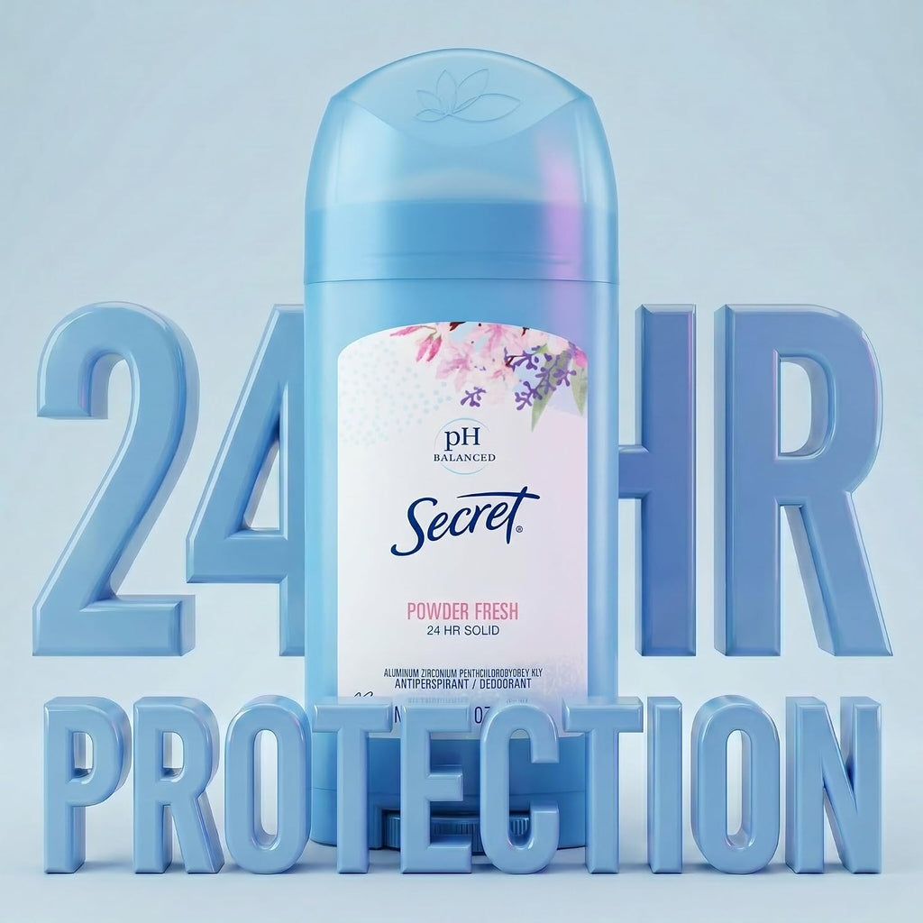 Secret Antiperspirant and Deodorant for Women. 24hr Sweat & Odor Protection. PH Balanced Protection. Gentle on Skin. Wide Solid. Powder Fresh Scent. 2.7 oz (Pack of 2)