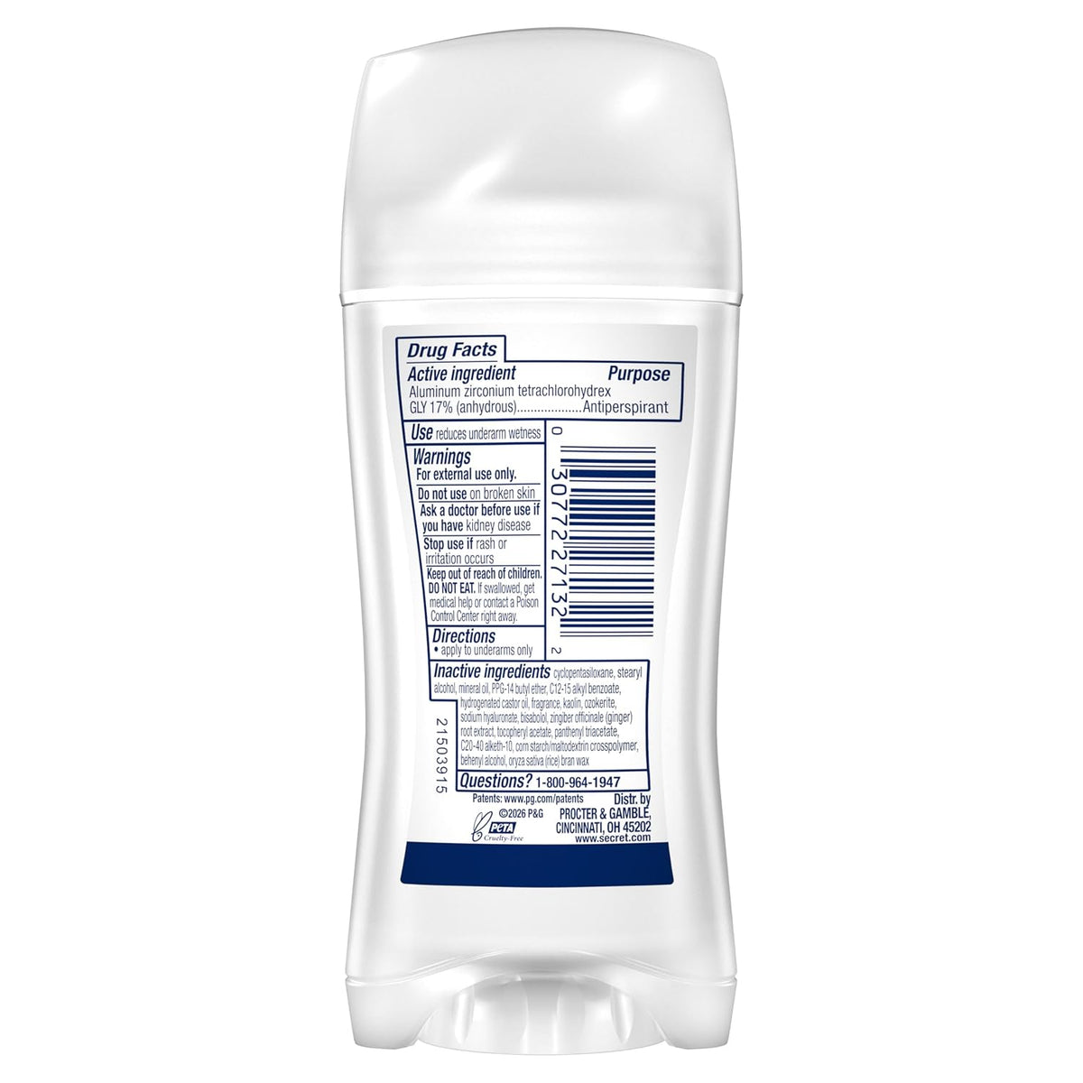 Secret Fresh Antiperspirant Deodorant for Women. Berry Bright Scent. 2.6oz | 72 Hour Holiday Sweat & Odor Protection with Pro-Hyaluronic Acid. Limited Edition Invisible Solid. pH Balancing Minerals