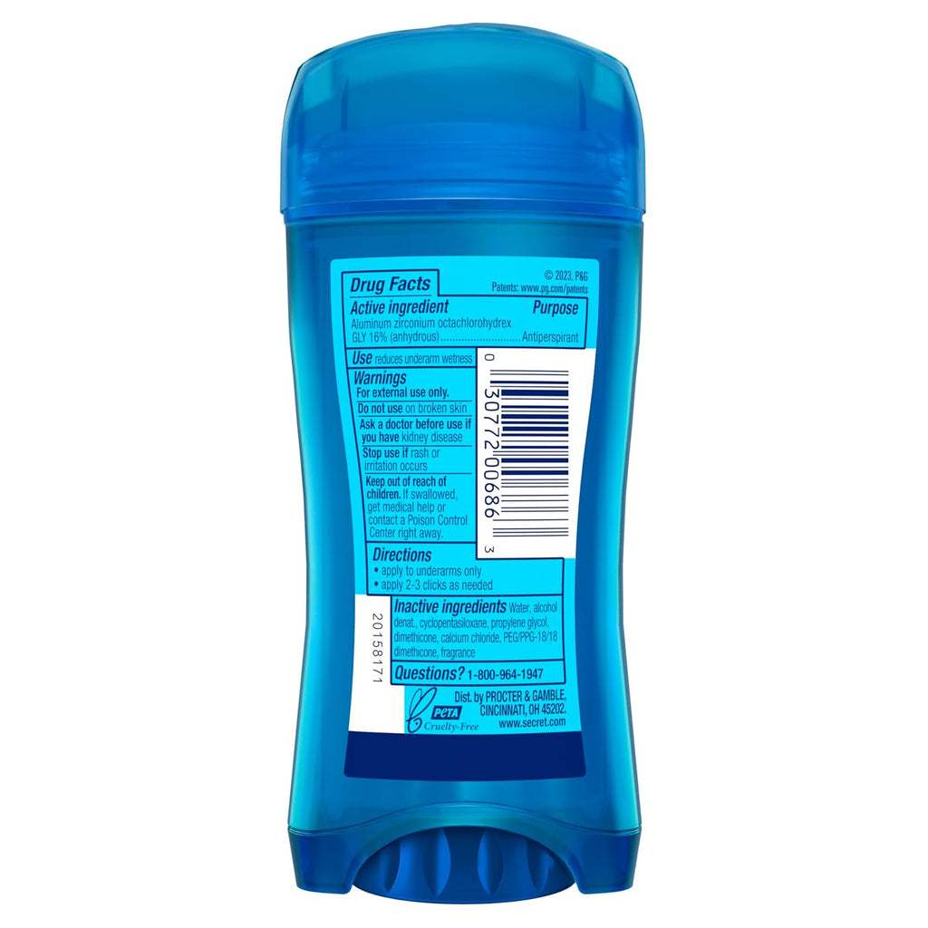 Secret Outlast Antiperspirant Deodorant for Women. 72hr Sweat & Odor Protection. PH Balancing Minerals. Clear Gel. Shower Fresh Scent. 2.6 oz