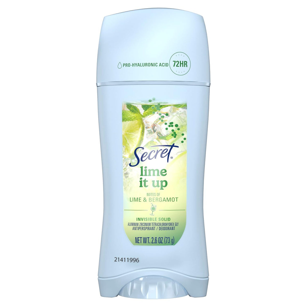 Secret Fresh Antiperspirant Deodorant for Women. Lime It Up Scent. 2.6oz | 72HR Freshness on the Rocks with Pro-Hyaluronic Acid. Miami Mocktails Limited Edition Invisible Solid. pH Balancing Minerals