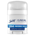Secret Clinical Strength 100HR Sweat & Odor. Invisible Solid Antiperspirant & Deodorant for Women. 3X Stress Protection with Hyaluronic Acid. PH Balanced. Completely Clean Scent. 0.5 oz