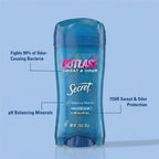 Secret Outlast Antiperspirant Deodorant for Women. 72hr Sweat & Odor Protection. Pro-Hyaluronic Power. pH Balancing Minerals. Clear Gel. Completely Clean Scent. 2.6 oz