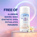 Secret Whole Body Deodorant Stick for Women. Naturally Derived Ingredients. Peach & Vanilla Scent. Aluminum Free Deodorant Stick. 72 HR Odor Protection. 2.4 oz